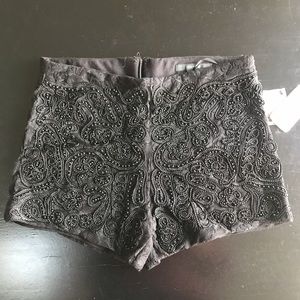 High Waisted Shorts with Beading & Lace